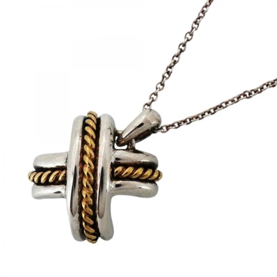 【6jdb0305-k】ティファニー ネックレス シグネチャー K18YG イエローゴールド シルバー925【中古】レディース