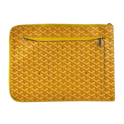 ゴヤール GOYARD クラッチバッグ ソルボンヌ PVCコーティングキャンバス イエロー メンズ【中古】 z11283