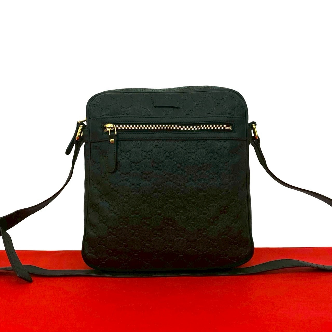 GUCCI グッチ シマ ロゴ 金具 レザー ショルダーバッグ ブラウン
 00191