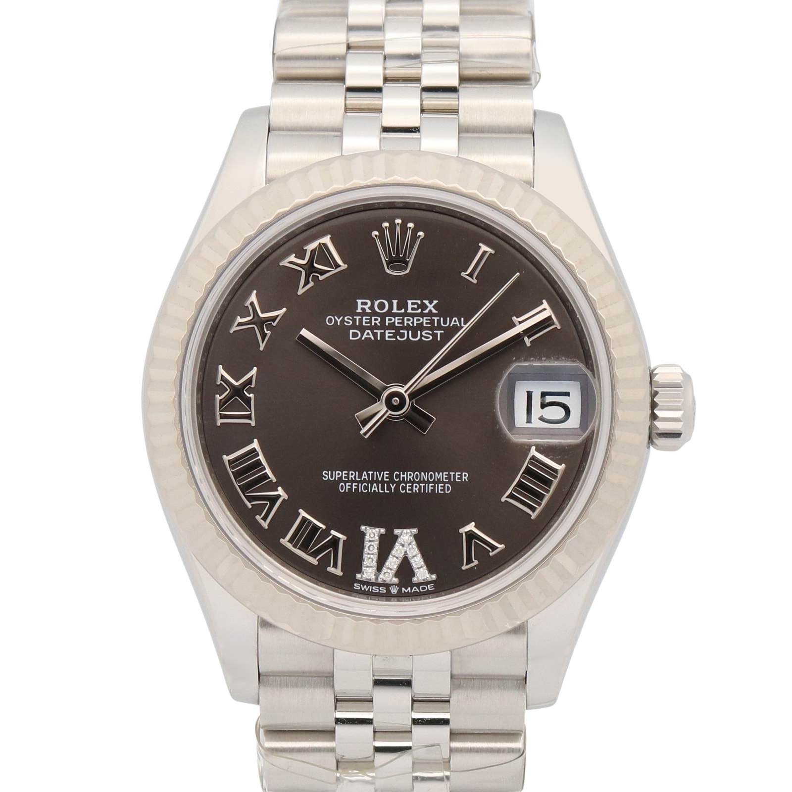 ロレックス ROLEX デイトジャスト VIダイヤ ランダム番 腕時計 時計 K18WG(ホワイトゴールド) ステンレススチール ダイヤモンド メンズ グレー系 ダークグレー 278274 【中古】