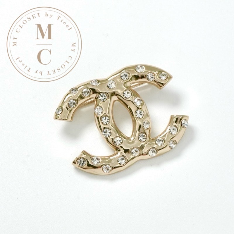 シャネル CHANEL ブローチ コサージュ ゴールド ココマーク ラインストーン