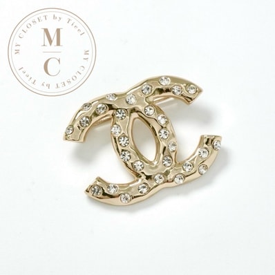 シャネル CHANEL ブローチ コサージュ ゴールド ココマーク ラインストーン