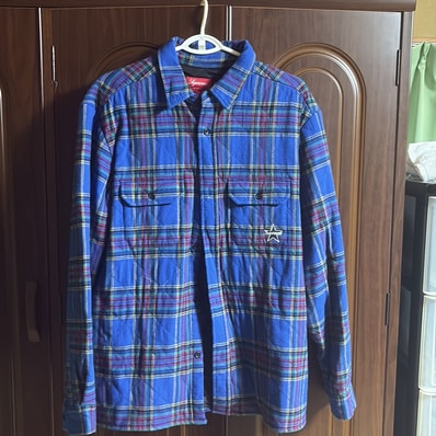 Supreme Quilted Plaid Flannel Shirt "Dusty Royal"