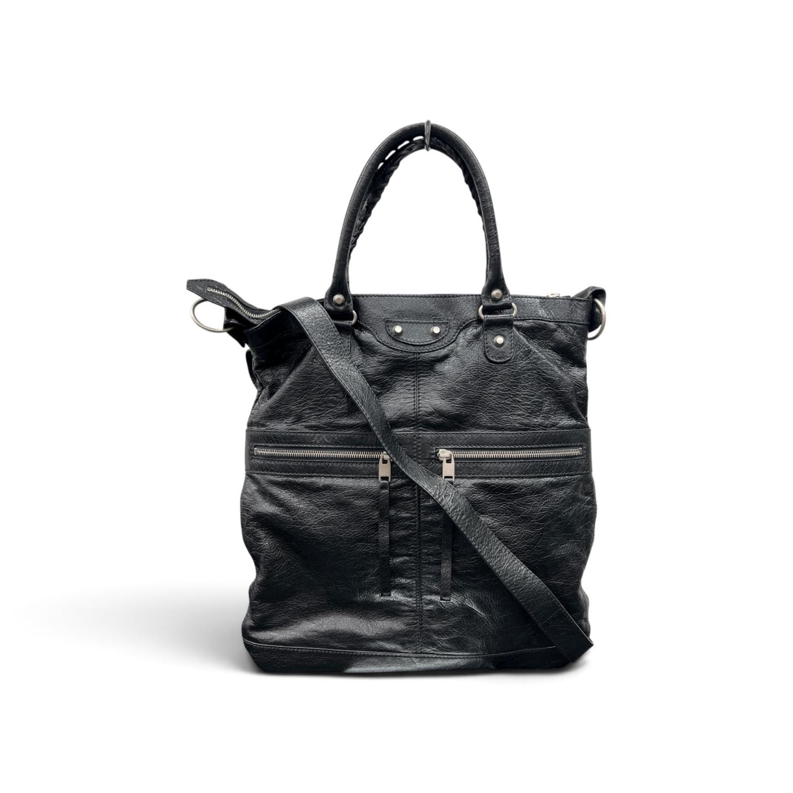 BALENCIAGA 希少 美品 バレンシアガ クラシックスクエア 2way ハンドバッグ ショルダーバッグ 340679 レザー ブラック ユニセックス Y2K Aランク 中古 鑑定済 バレンシアガバッグ