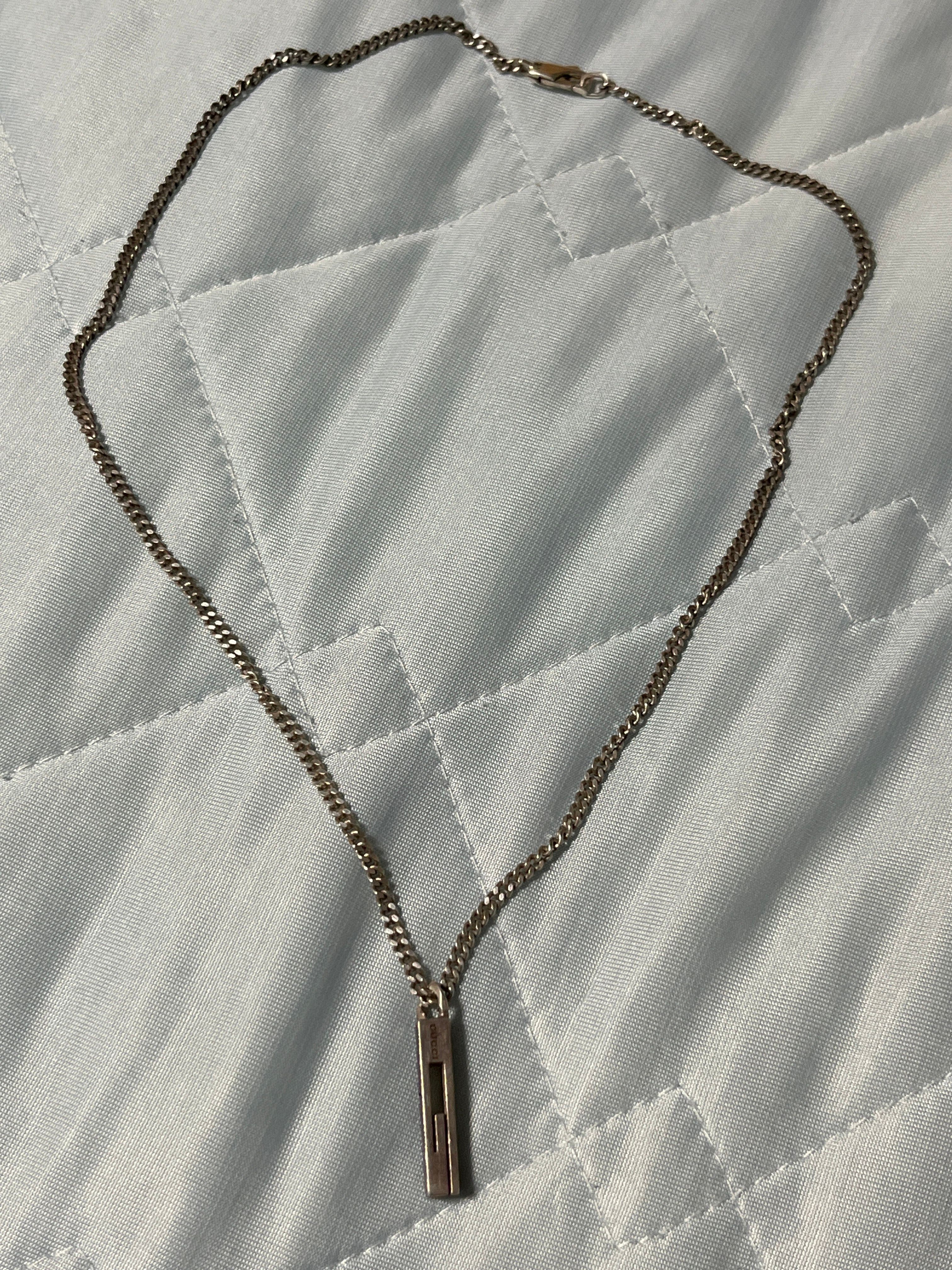 GUCCI G Cut Out Necklace "Silver"
