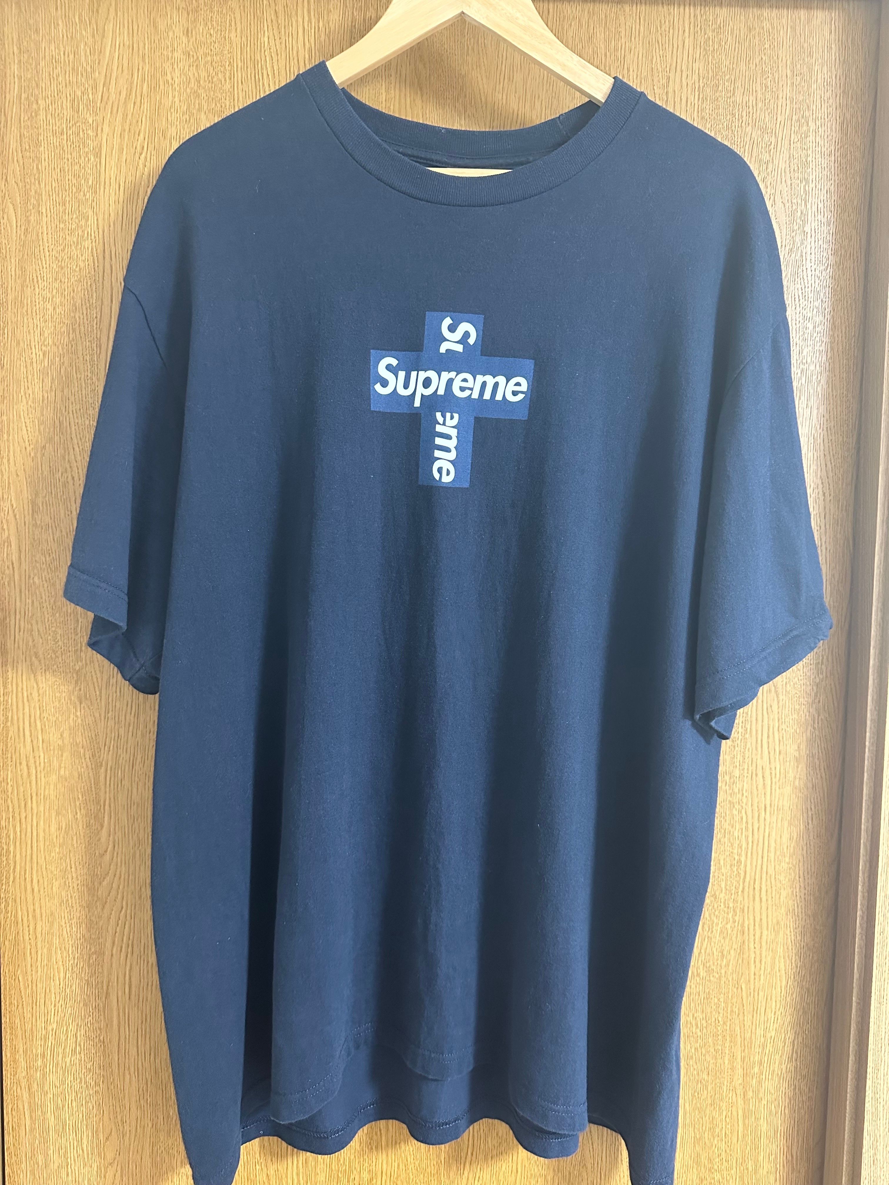 Supreme Cross Box Logo Tee "Navy"