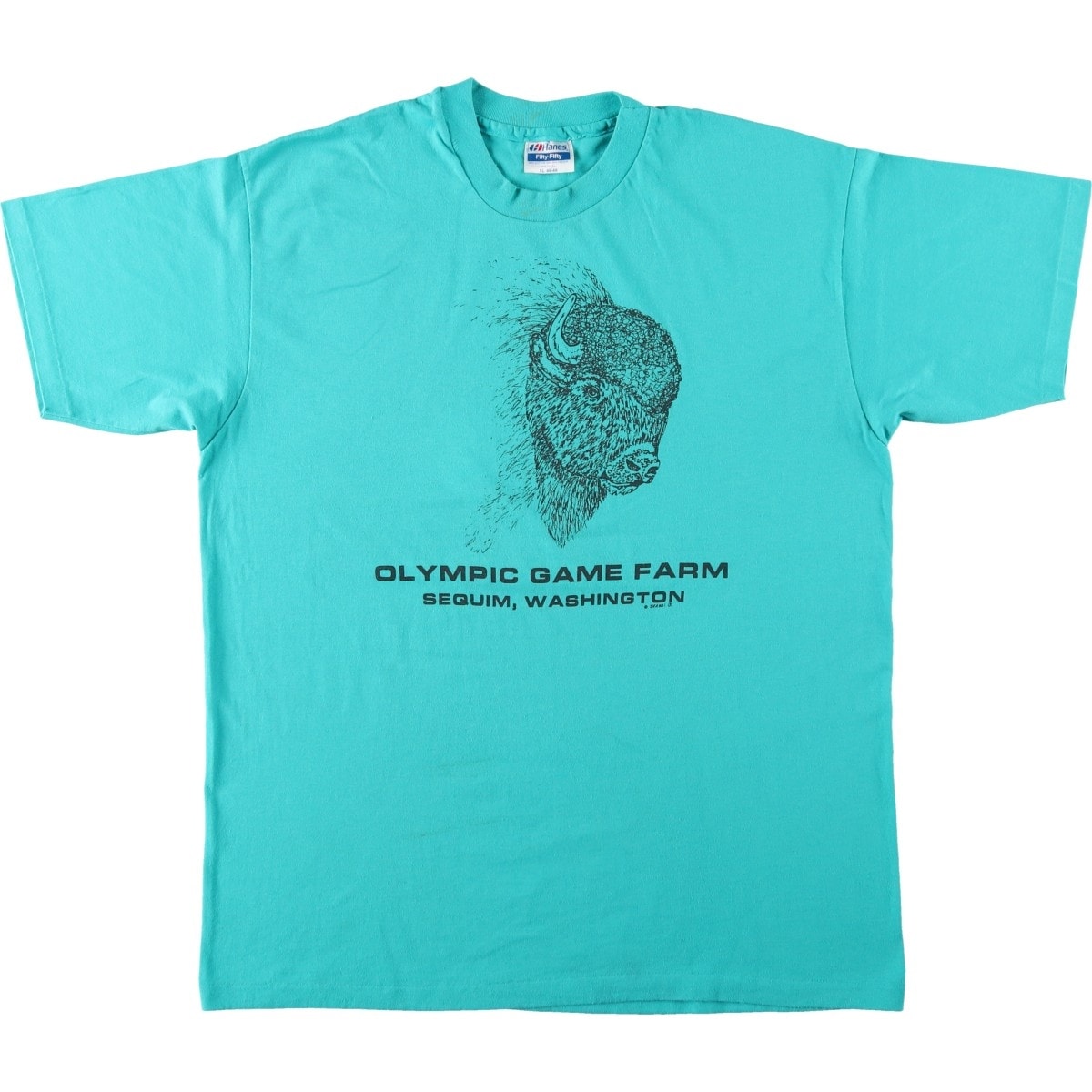 古着 90年代 ヘインズ Hanes Fifty-Fifty 青タグ バイソン柄 アニマルTシャツ USA製 メンズXL相当 ヴィンテージ/eaa659500