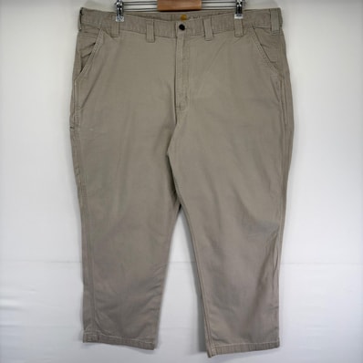古着 カーハート Carhartt ダック パンツ リラックスフィット ワンポイントロゴ 大きいサイズ ジップ W44 L30 ベージュ系 メンズ