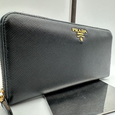 PRADA Large Saffiano Leather Wallet "Black"