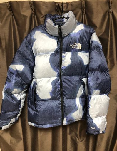 Supreme x The North Face Bleached Denim Print Nuptse Jacket "Indigo"
