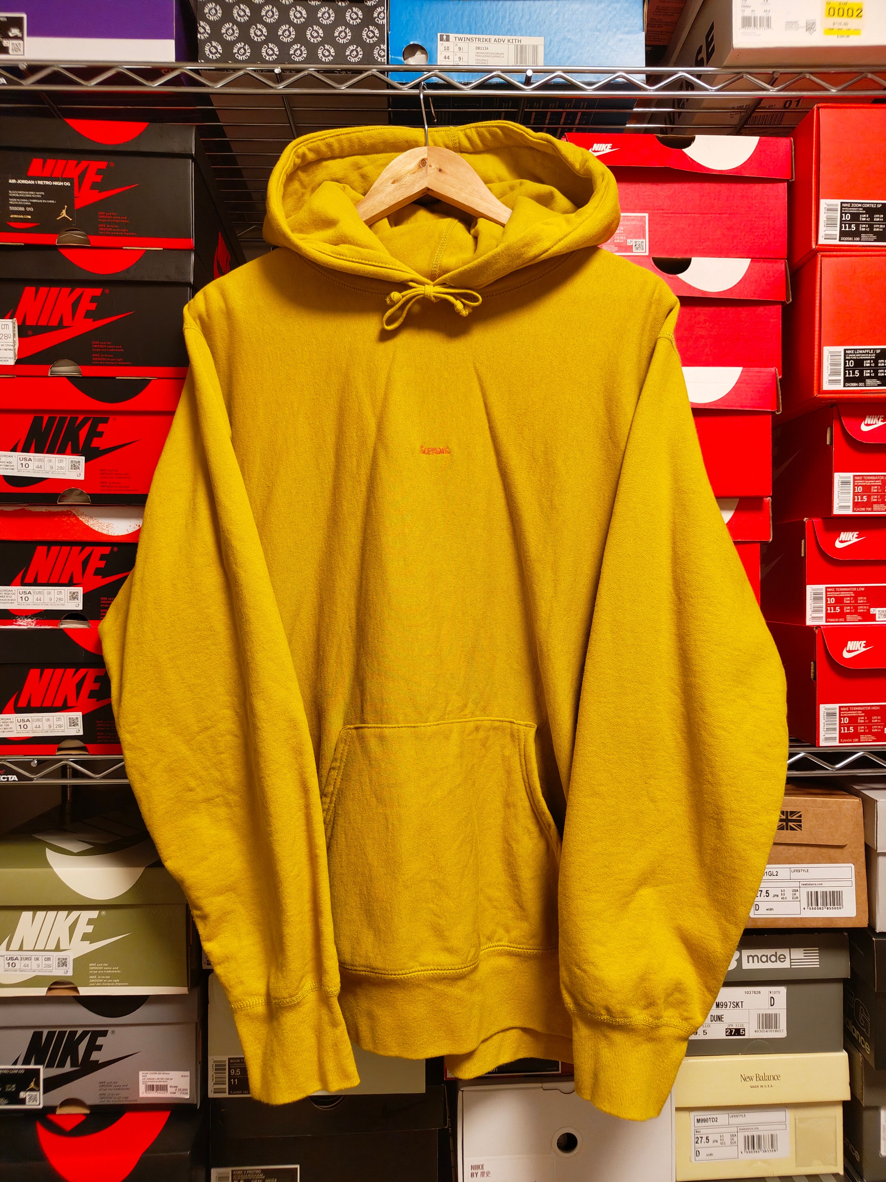 Supreme Micro Logo Hooded Sweatshirt "Mustard"