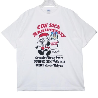Creative Drug Store クリエイティヴドラッグストア x VERDY ヴェルディ 10th Anniversary CDS 10th Holiday TEE 10周年 Tシャツ ホワイト ショートスリーブ カットソー 半袖 サイズXL