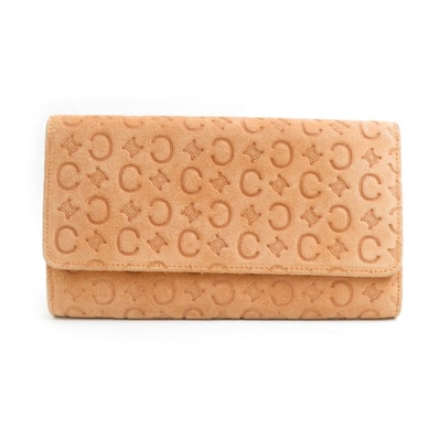 セリーヌ CELINE 長財布 スエード オレンジベージュ レディース【中古】 e60237a