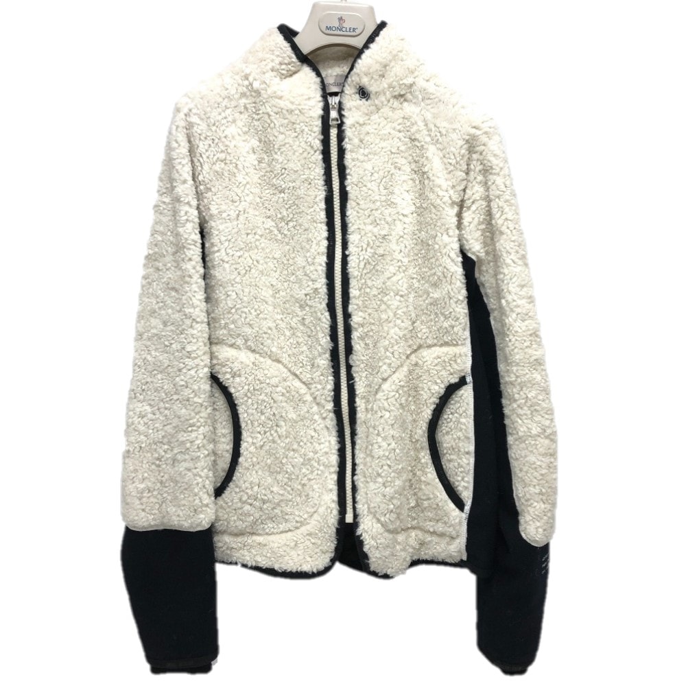 モンクレール MONCLER 7 Moncler Frgmt Hiroshi Fujiwara コレクション オフホワイト ロゴ 長袖 ジップアップ ボア アパレル アウター ジャケット ポリエステル ホワイト