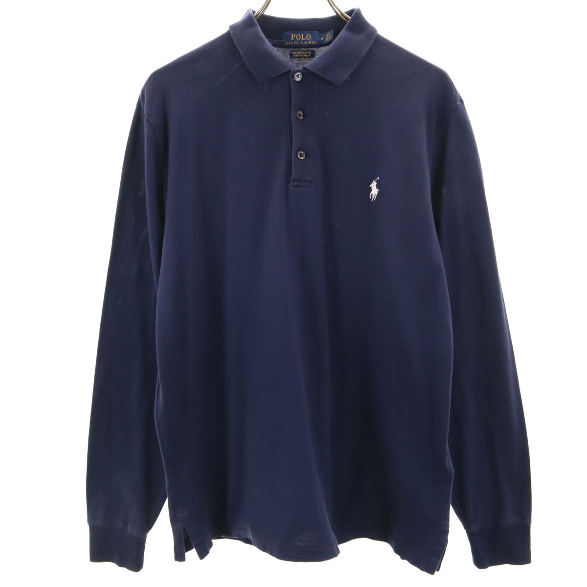 POLO RALPH LAUREN ポロラルフローレン 長袖 ポロシャツ M ネイビー 鹿の子地