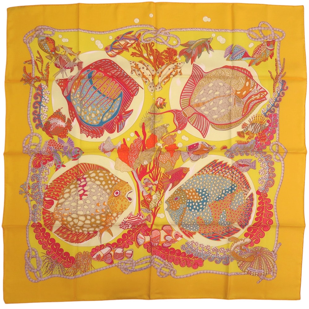 エルメス  カレ90 GRANDS FONDS 深海   シルク