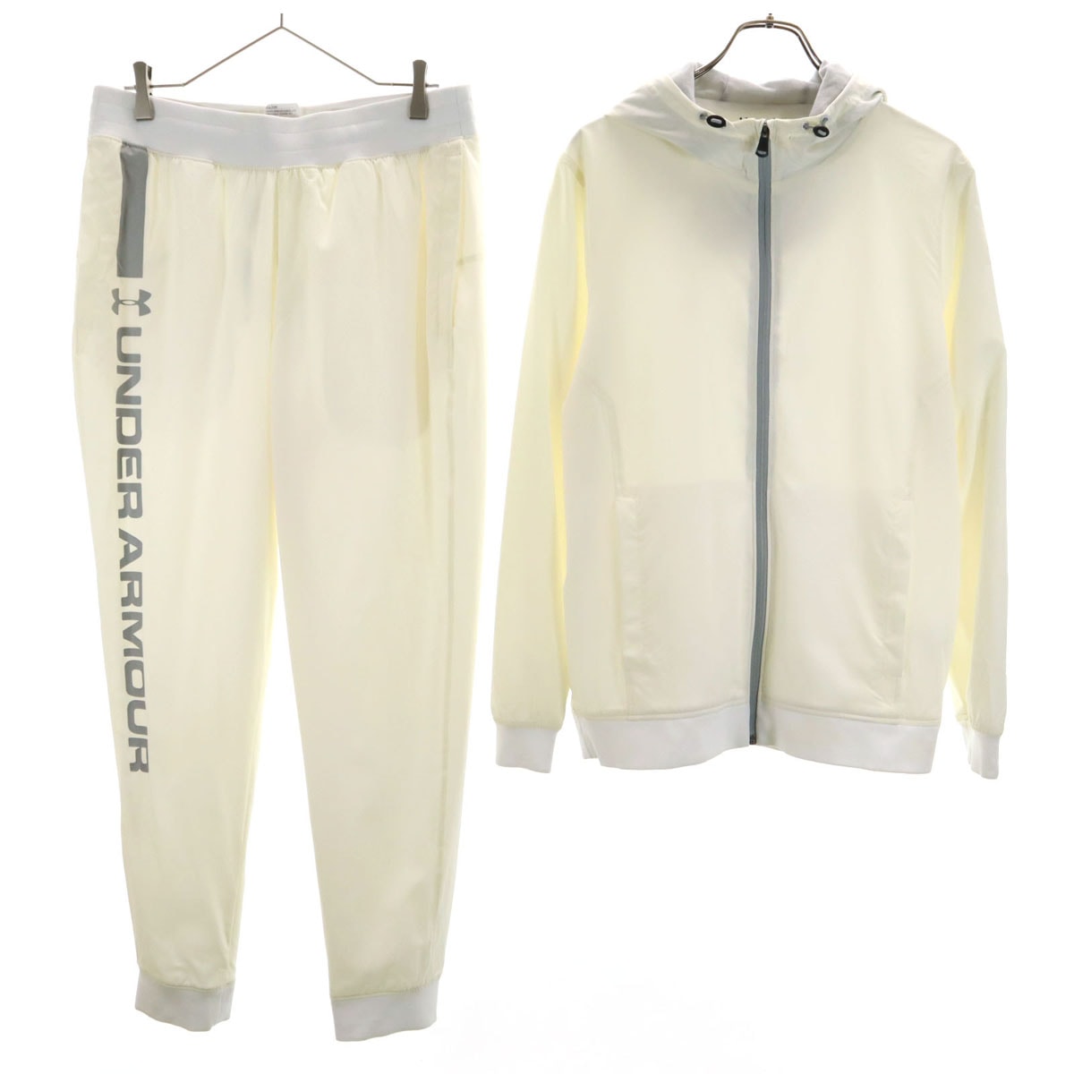 UNDER ARMOUR アンダーアーマー トレーニング 長袖 ジップパーカー 上下セットアップ XL オフホワイト