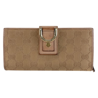 GUCCI グッチ アビー ピンク ベージュ ゴールド金具 GGキャンバス レザー/ 長財布 ロングウォレット 603602 【中古】