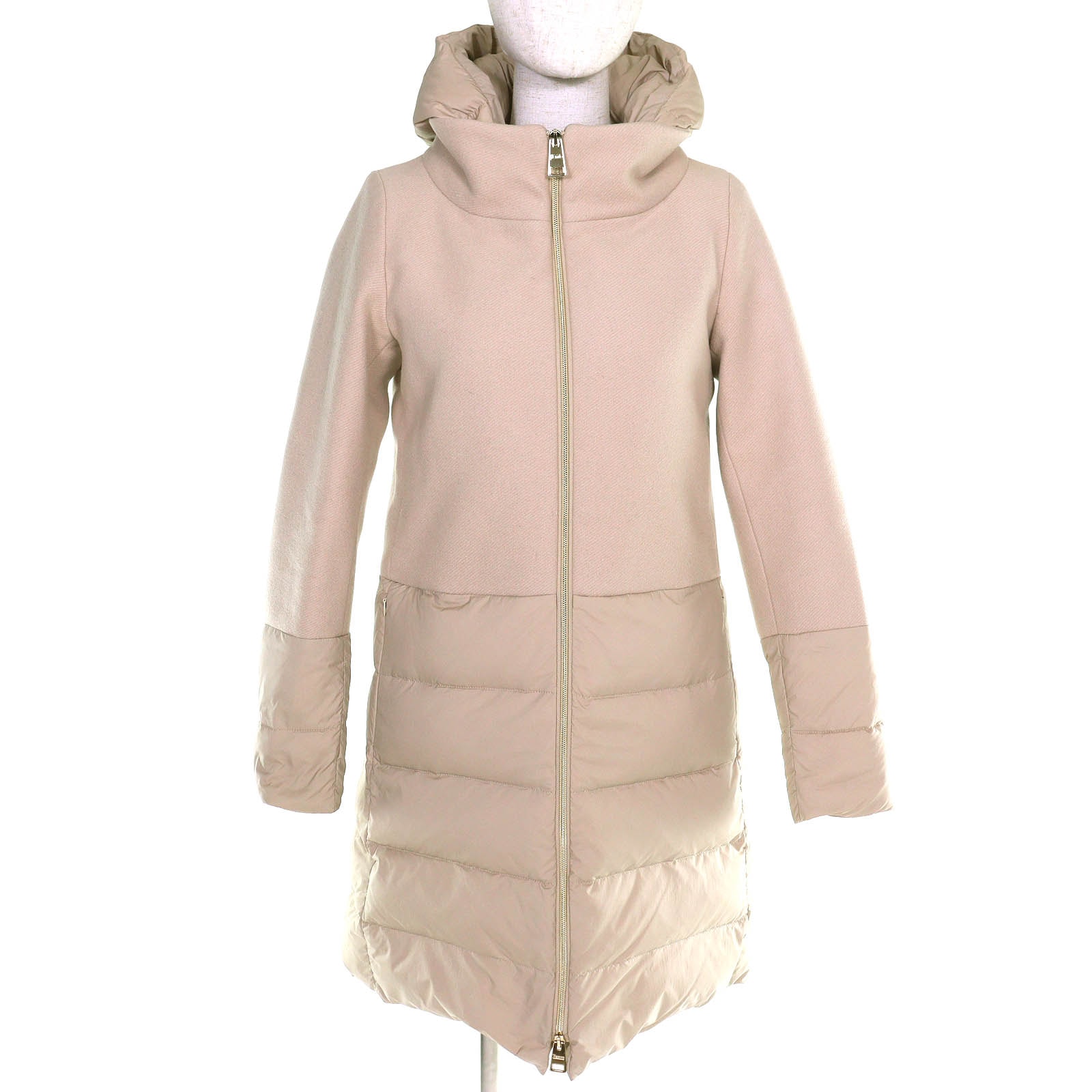 美品 ヘルノ DIAGONAL WOOL AND NUAGE PARKA 38