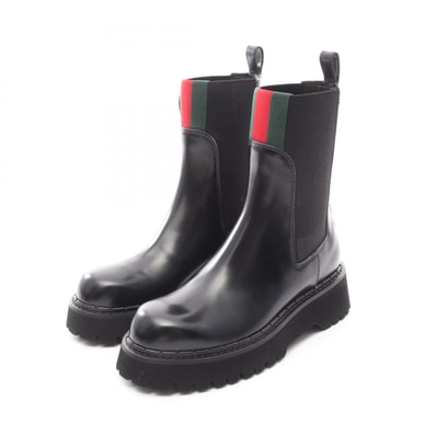 グッチ GUCCI シェリーライン ブーツ 靴 レザー レディース ブラック系 / グリーン系 / レッド系 【中古】