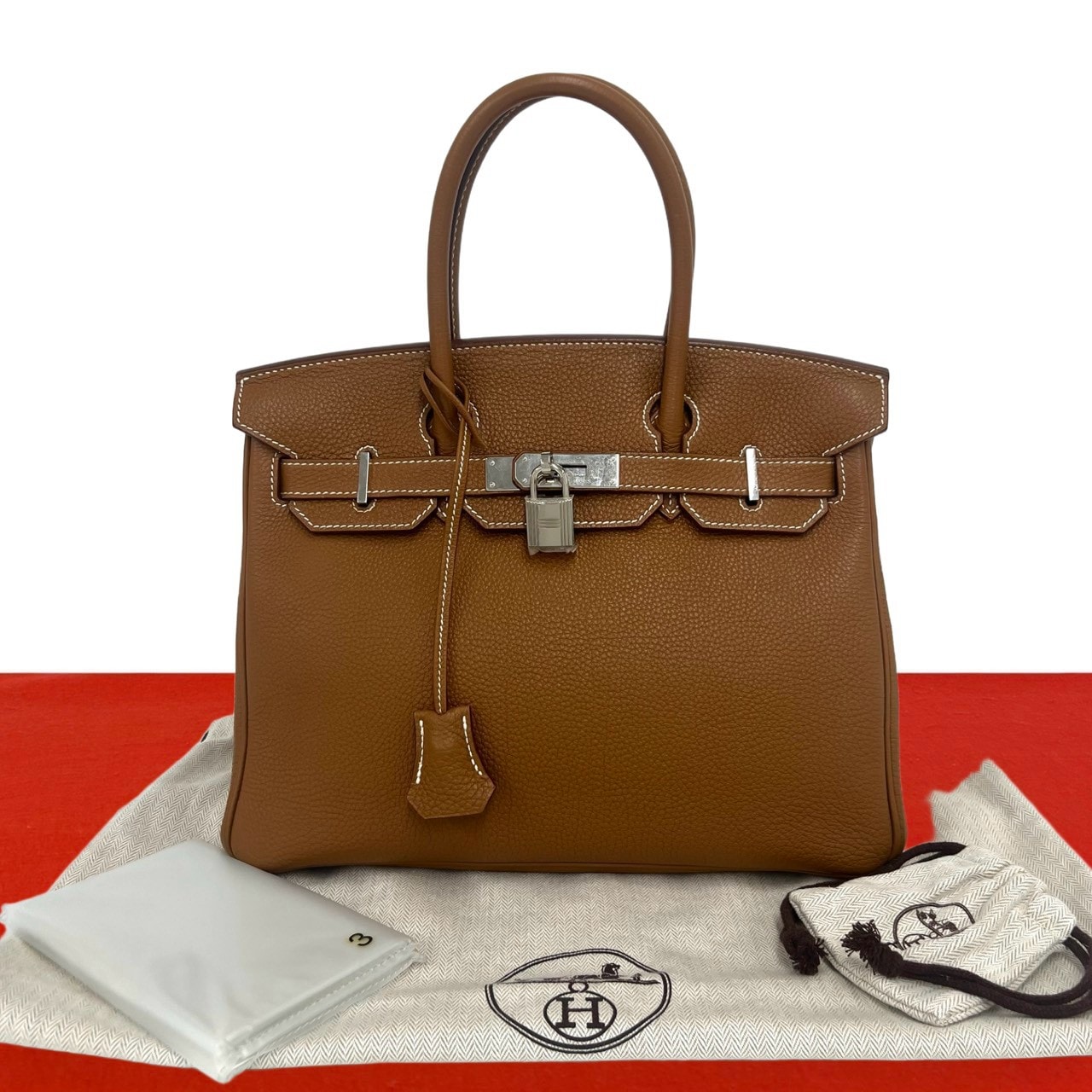 HERMES エルメス バーキン 30 トゴ ハンドバッグ ゴールド ブラウン
43126