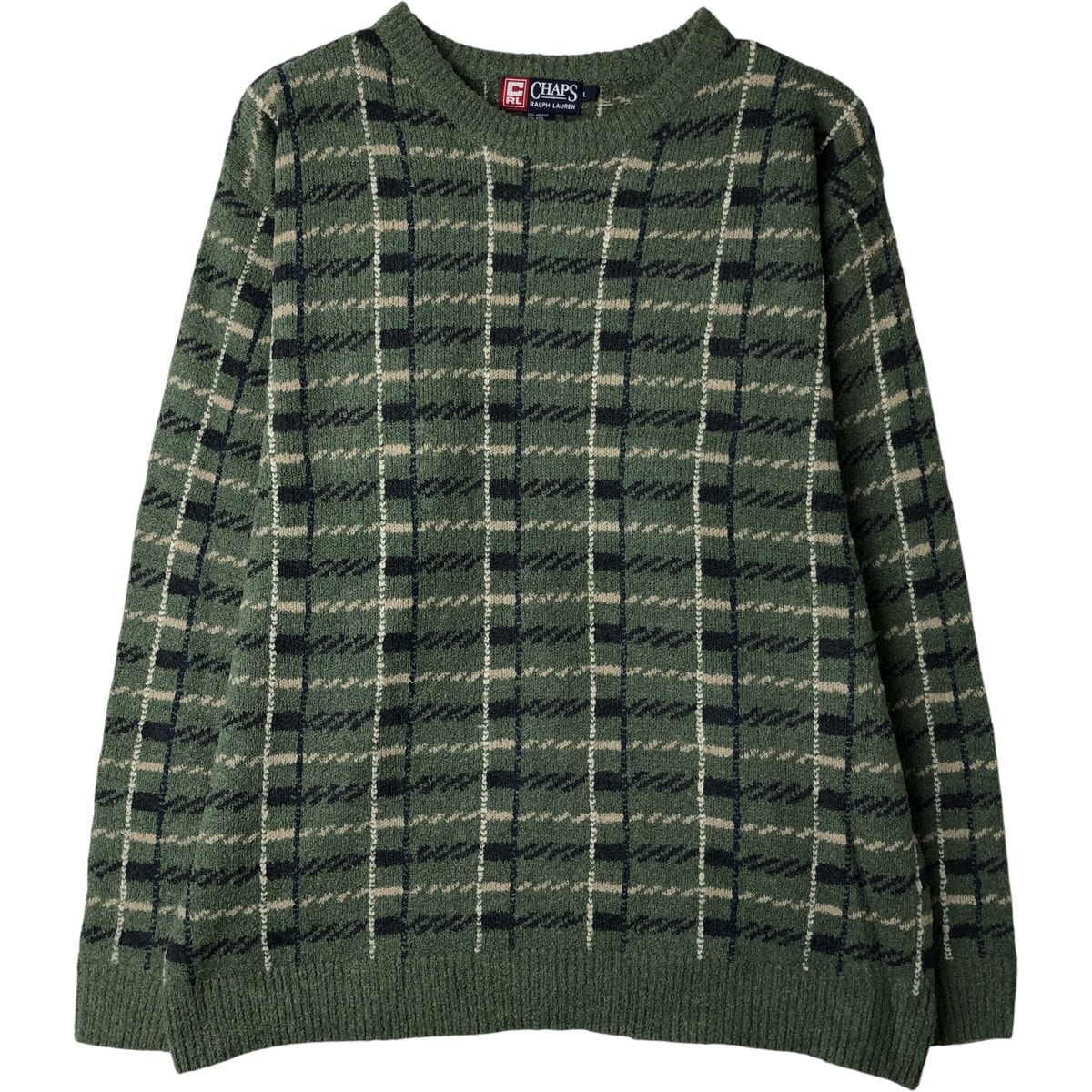 古着 ラルフローレン Ralph Lauren CHAPS チャップス チェック柄 アクリルニットセーター メンズL相当/eaa399978