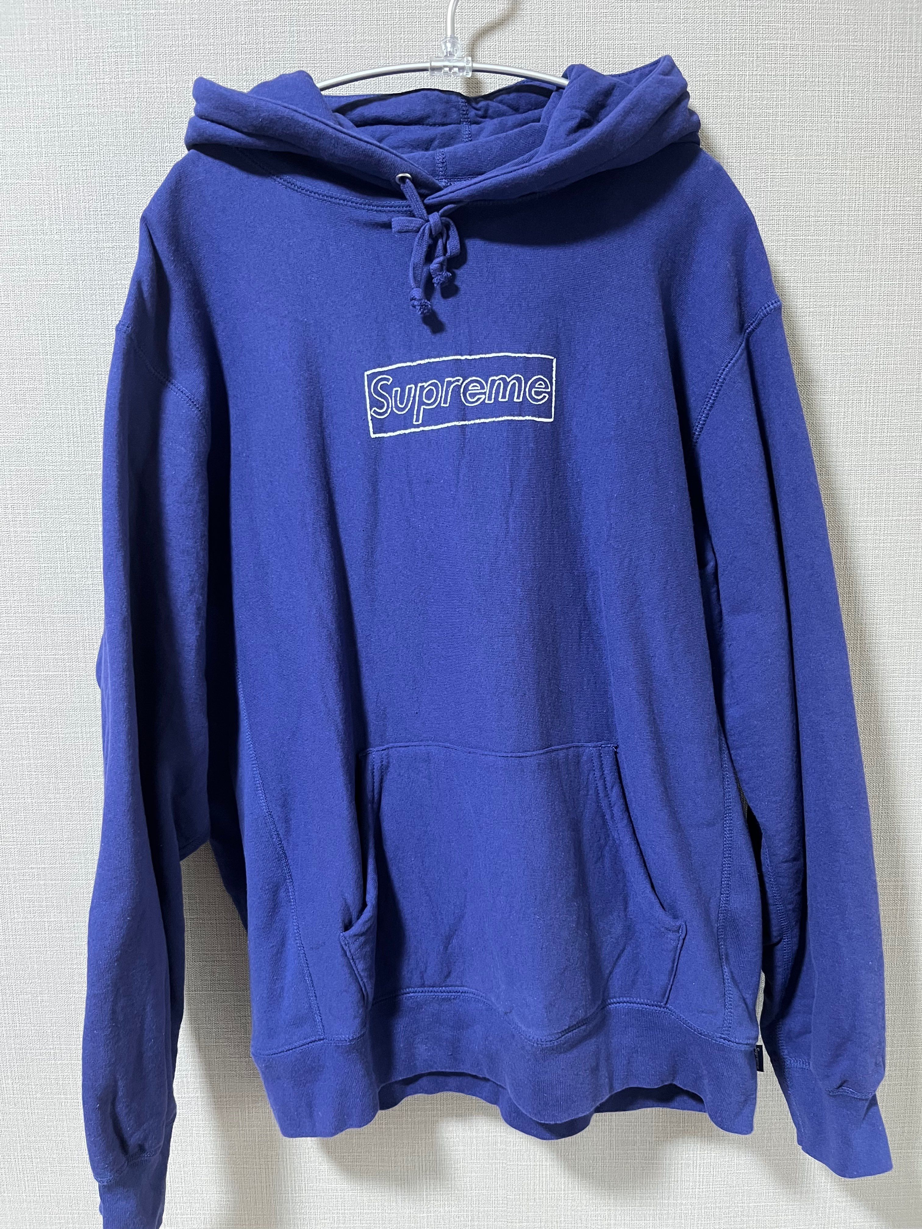 Supreme KAWS Chalk Logo Hooded Sweatshirt "Washed Navy"(2021)