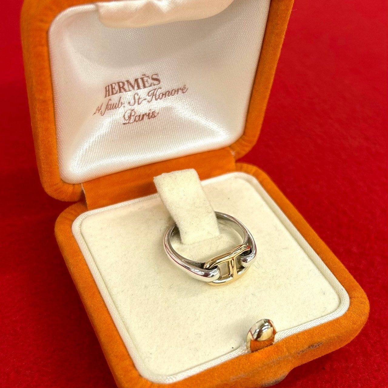 HERMES エルメス シェーヌダンクル リング シルバー925 K18イエローゴールド リング・指輪 9号 シルバー
 427-6