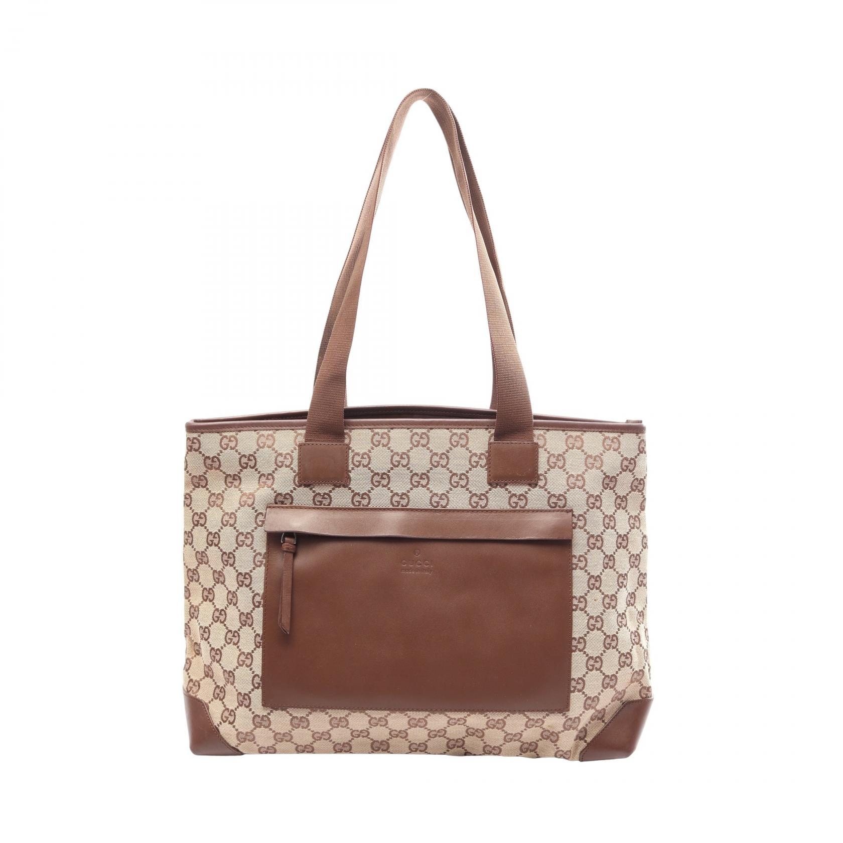 グッチ GUCCI GGキャンパス トートバッグ バッグ レザー キャンパス レディース ベージュ系 / ブラウン系 019・0426 【中古】