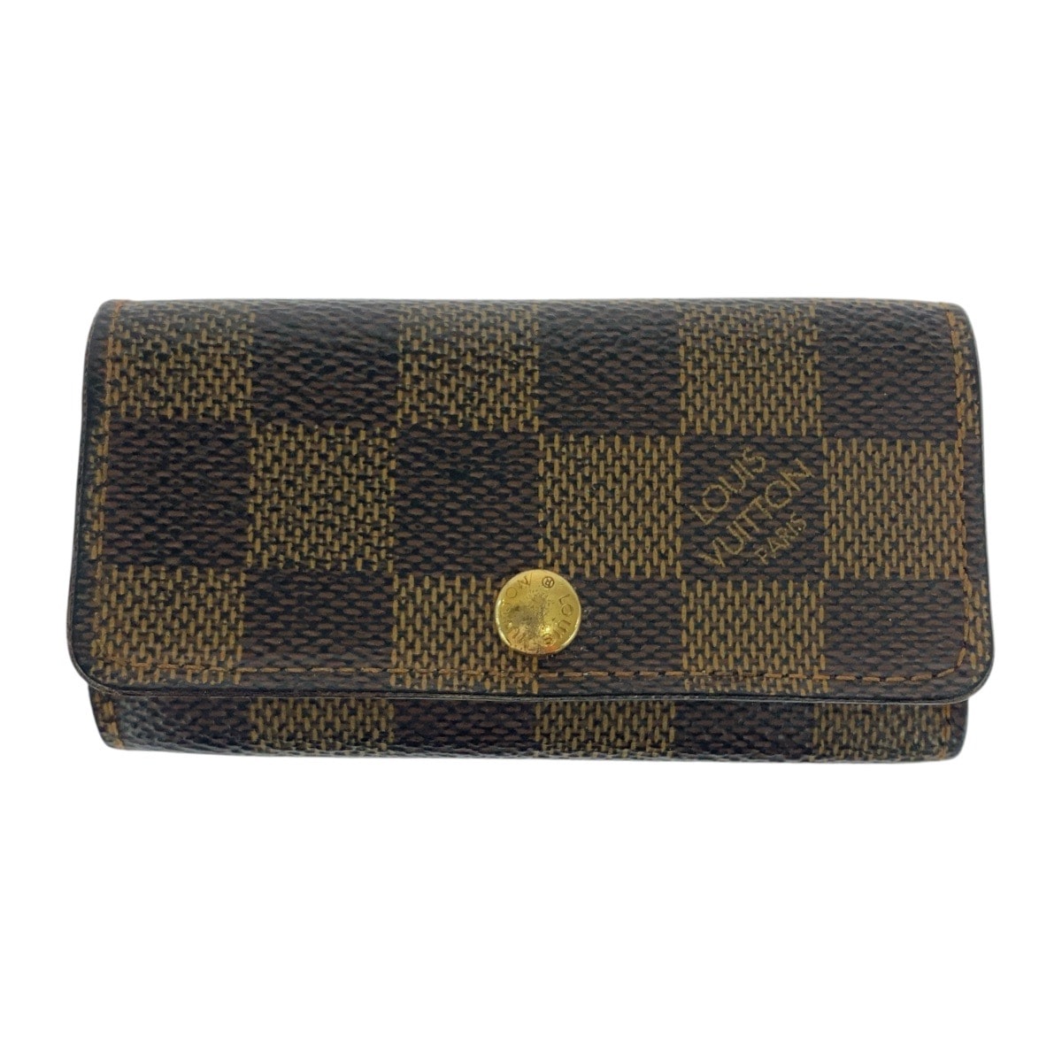 LOUIS VUITTON ルイヴィトン ダミエ ミュルティクレ4 ブラウン ゴールド金具 PVC キーケース 4連 男女兼用 506001 【中古】