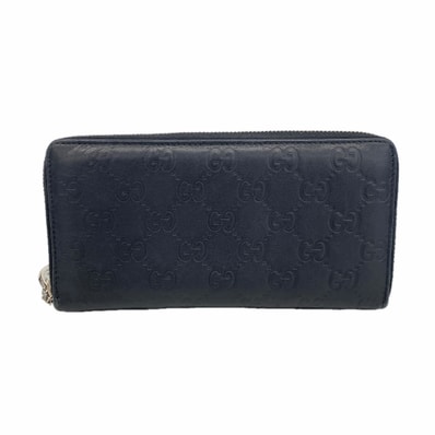 ★SALE【6ic3130】グッチ 長財布 グッチシマ 233025 レザー ブラック シルバー金具【中古】メンズ