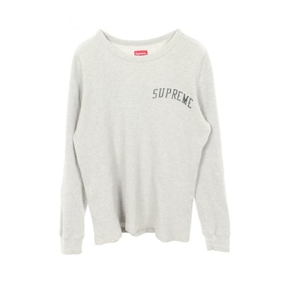 シュプリーム Supreme アーチロゴ サーマル クルーネック 長袖Tシャツ 衣料品 トップス コットン メンズ グレー系 【中古】