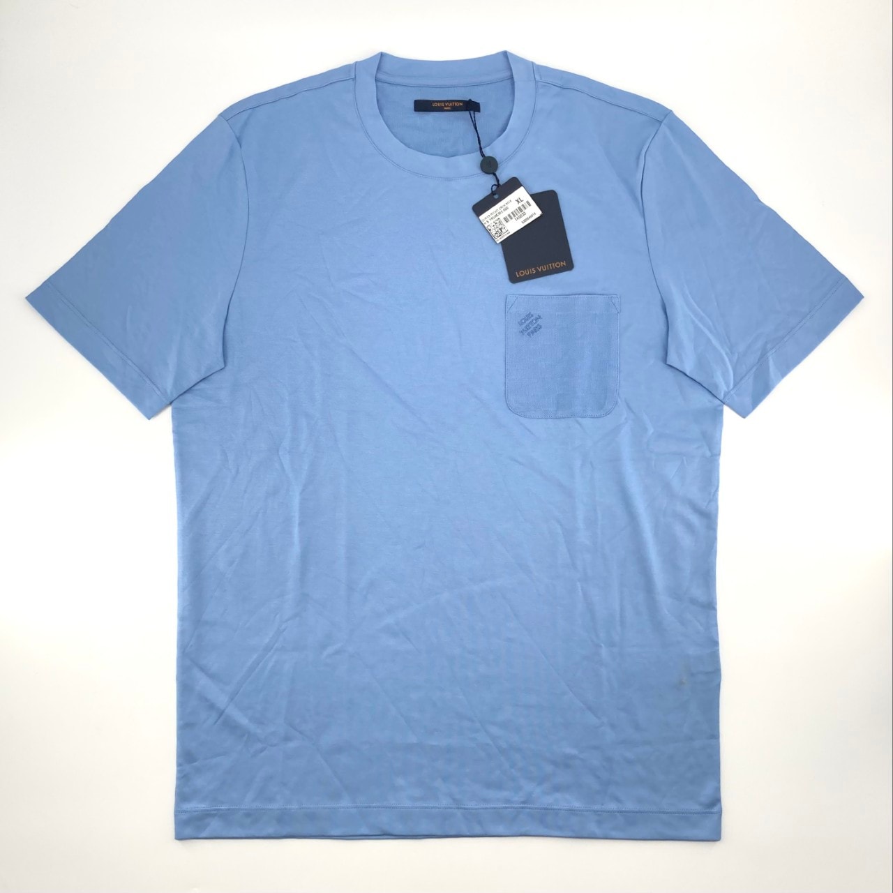 LOUIS VUITTON(ルイ・ヴィトン) ダミエ ポケット コットン XL RM181Q CMS 半袖Tシャツ ライトブルー