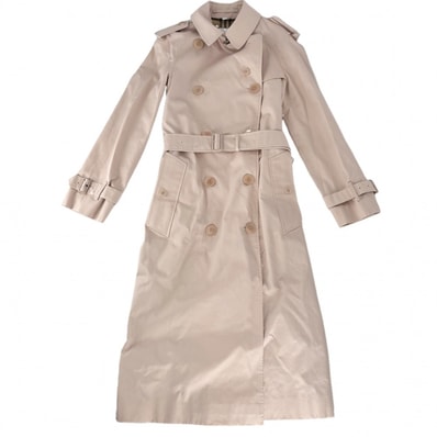 BURBERRY バーバリー トレンチコート ウォータールー ヘリテージ ロングコート アウター アパレル 服 ノバチェック 34 8054325 ピンク シルバー金具 コットン レディース 春 秋 美品【中古品】