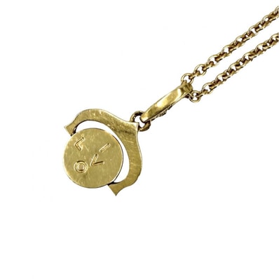 CARTIER カルティエ ネックレス アイラブユー ペンダントトップ ジュエリー アクセサリー アジャスター付き Au750 18金YG K18イエローゴールド ゴールド レディース 約13.8g【中古品】