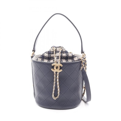 シャネル CHANEL マトラッセ スモール バケットバッグ ショルダーバッグ バッグ レザー ファブリック レディース ネイビー系 / マルチカラー 【中古】