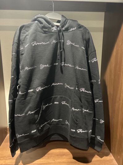 Supreme Script Stripe Hooded Sweatshirt "Black"