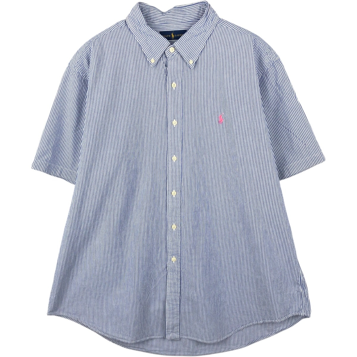 古着 ラルフローレン Ralph Lauren RALPH LAUREN 半袖 ボタンダウン ストライプシャツ メンズXXL相当/eaa660139