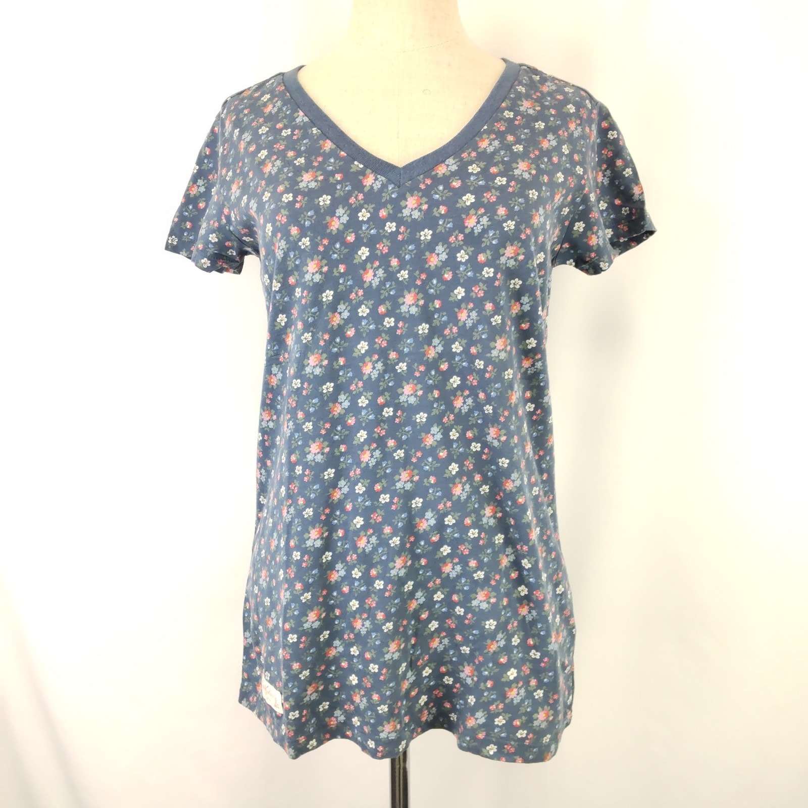 新古品?★限定!UNIQLO +J × Cath Kidston/ユニクロ★コラボ/半袖トップス/Tシャツ【レディースM/紺/navy/花柄】Tops/Shirt◆BJ180-c