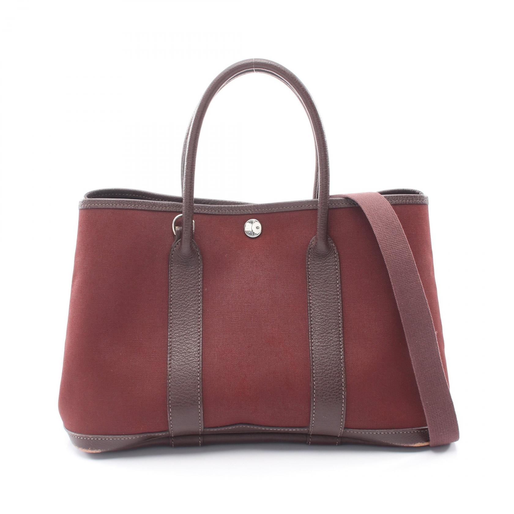 エルメス HERMES ガーデンパーティTPM 2WAY トートバッグ バッグ キャンバス レザー トワルオフィシエ / ブッフル トワルオフィシエ レディース ブラウン系 【中古】