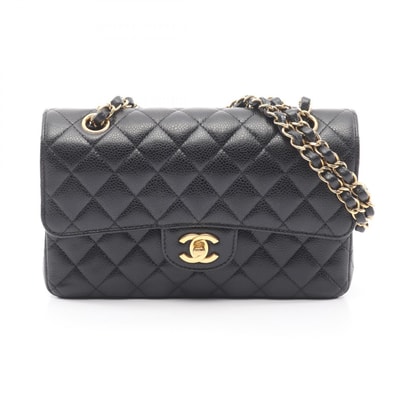 シャネル CHANEL マトラッセ Wフラップ ショルダーバッグ バッグ キャビアスキン(グレインドカーフ) レディース ブラック系 【中古】