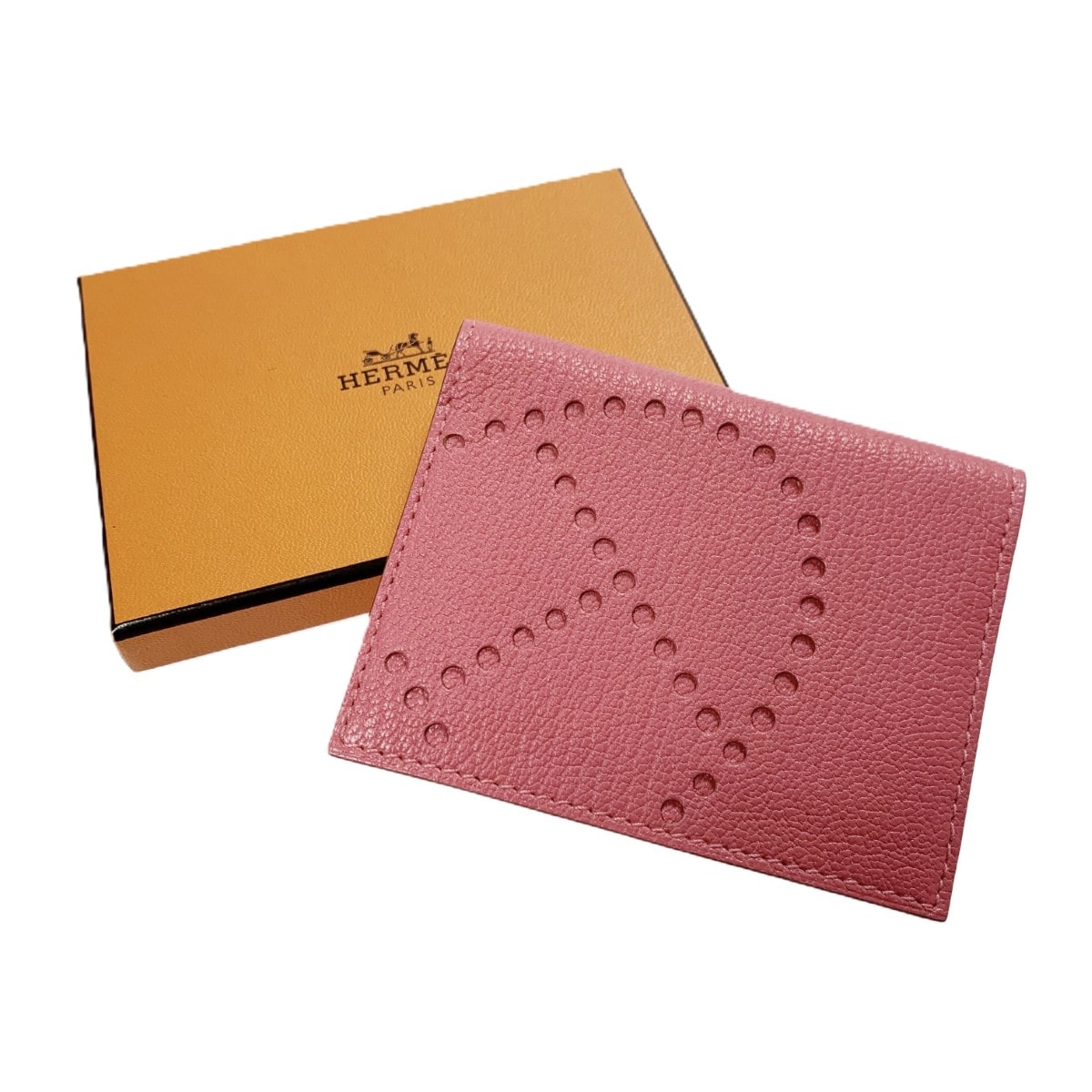 HERMES エルメス エブリン シェーブル B刻印 ピンク カードケース