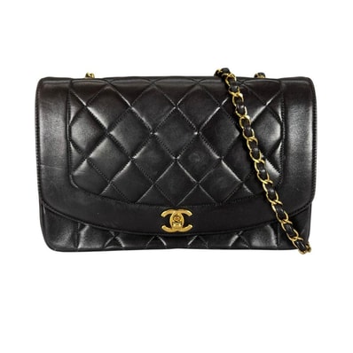 CHANEL シャネル ショルダーバッグ ダイアナ25 ゴールド金具 チェーンショルダー 3番台 ココマーク ラムスキン ブラック 黒 ゴールド金具 レディース【中古品】