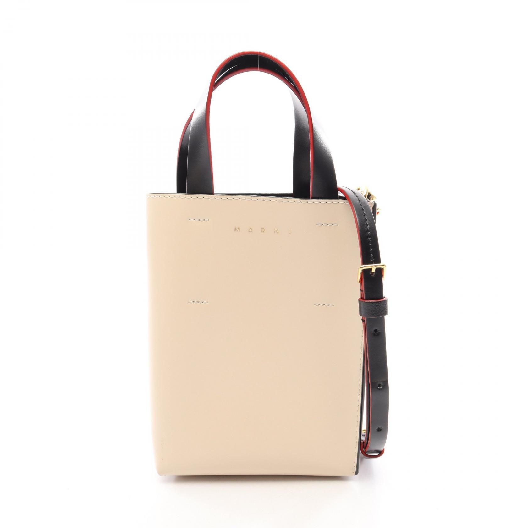 マルニ MARNI MUSEO NANO ミュゼオ ナノ 2WAY ハンドバッグ バッグ レザー レディース ベージュ系 / マルチカラー 【中古】