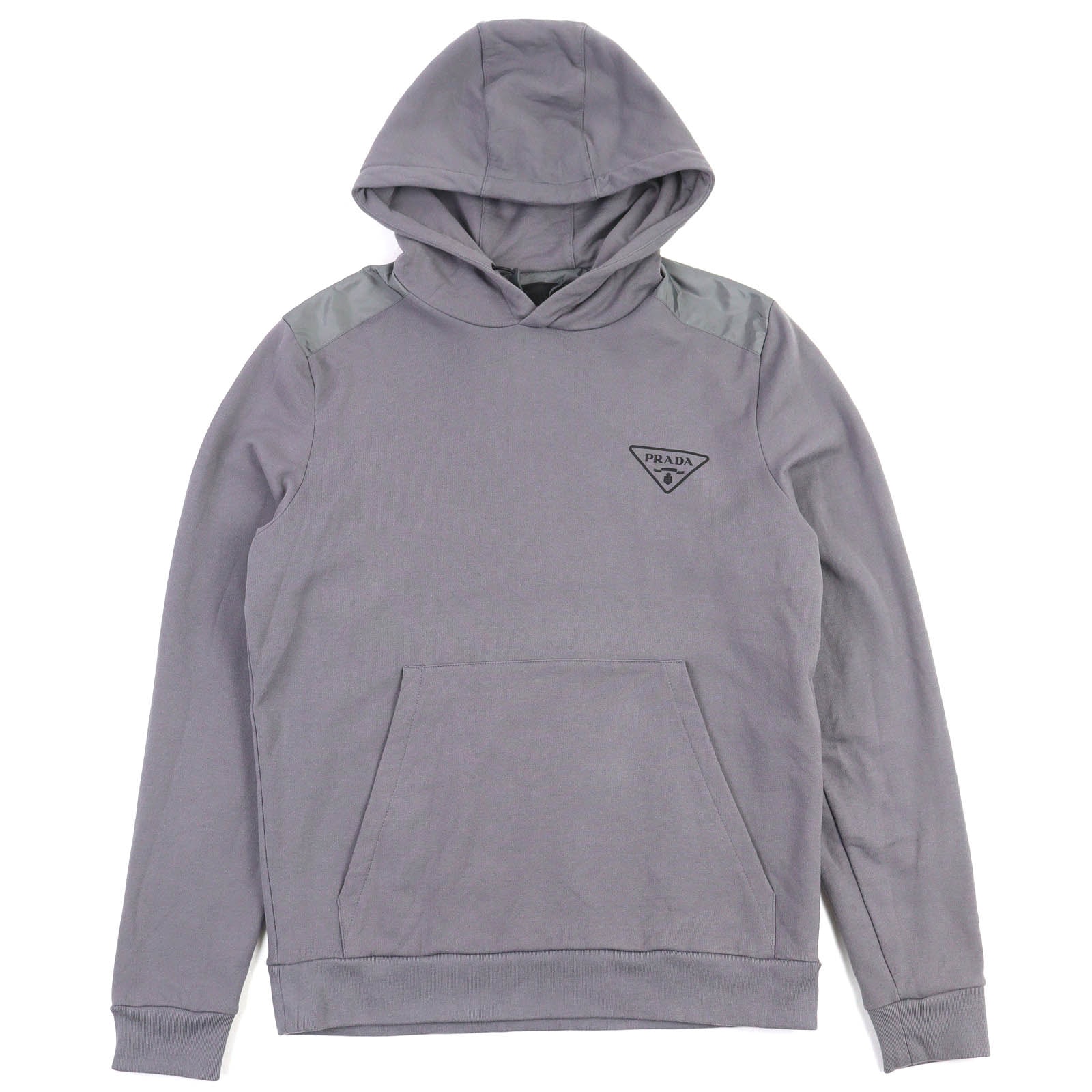 良品 プラダ トライアングルロゴ フーディーパーカー グレー S UJL20A