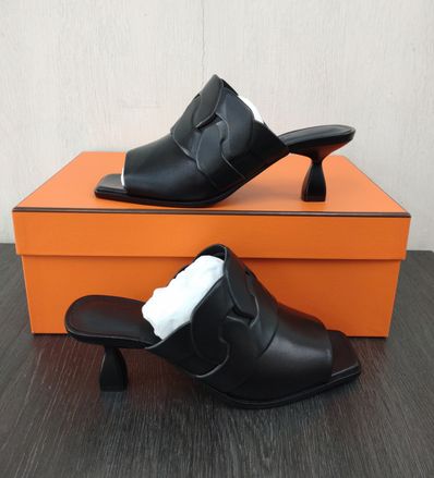 エルメス サンダル ハンナ 55 レザー ブラック