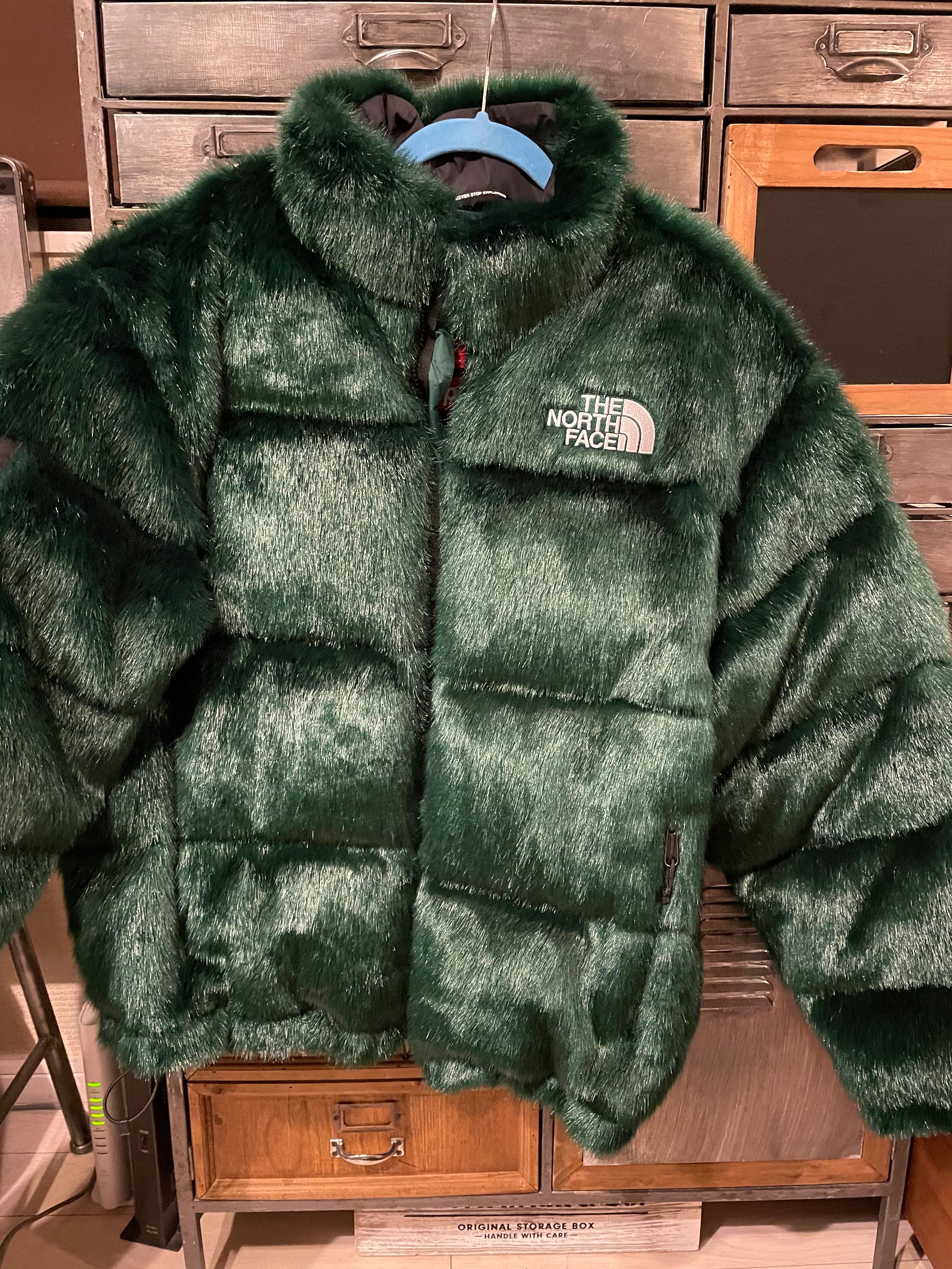 Supreme x The North Face Faux Fur Nuptse Jacket "Green"