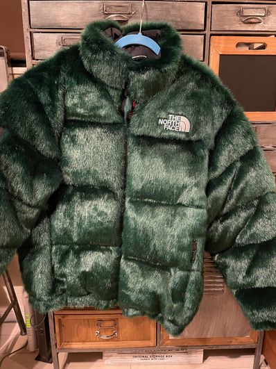 Supreme x The North Face Faux Fur Nuptse Jacket "Green"