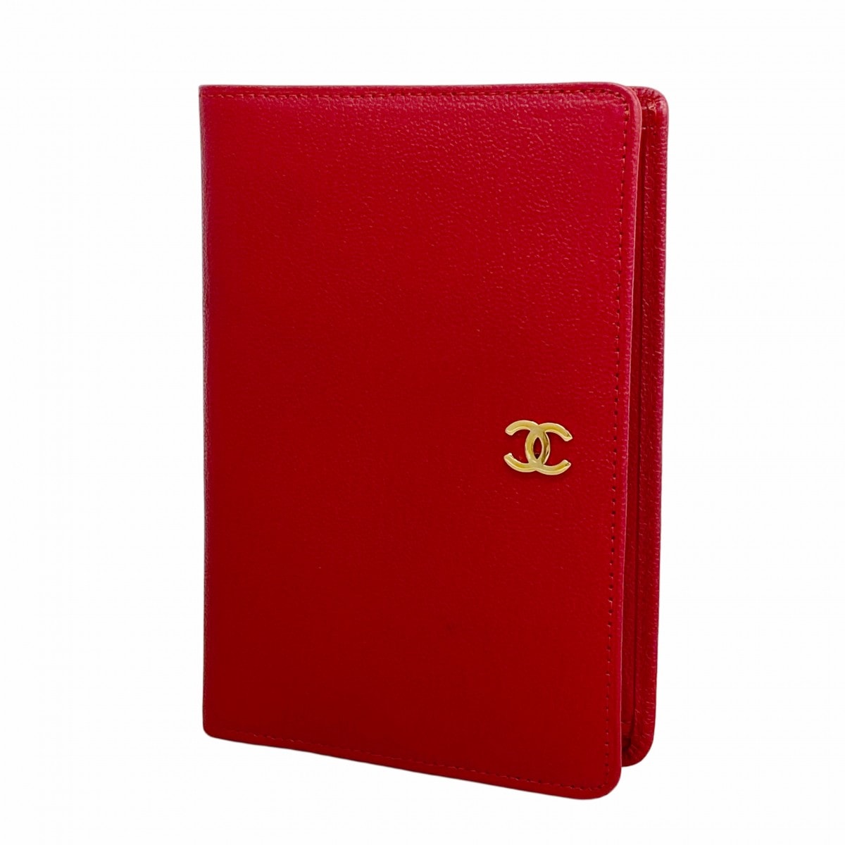 【6ec2826-k】シャネル 財布 レザー レッド ゴールド金具【中古】レディース