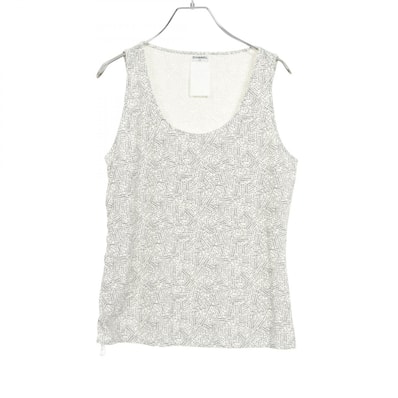 シャネル CHANEL ロゴ総柄 サイドジップ タンクトップ 衣料品 トップス ナイロン レディース ホワイト系 / ブラック系 【中古】